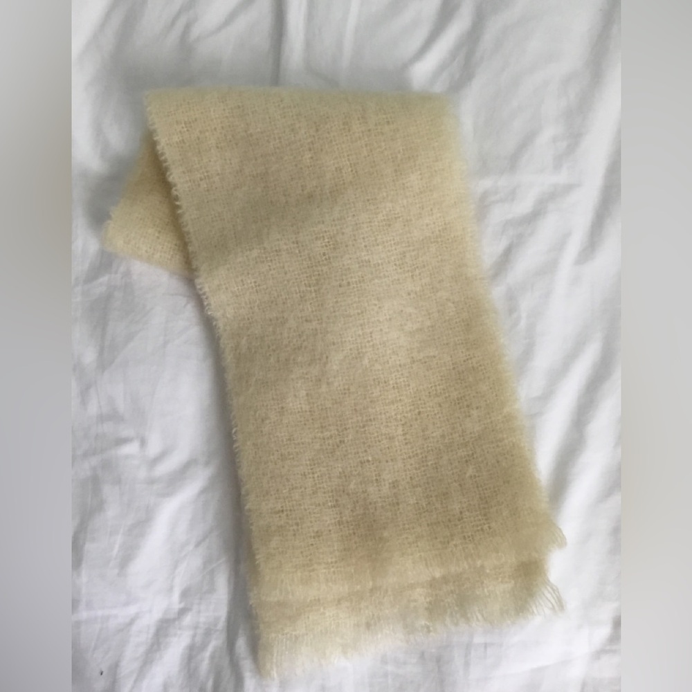 Winter white mohair-wool scarf